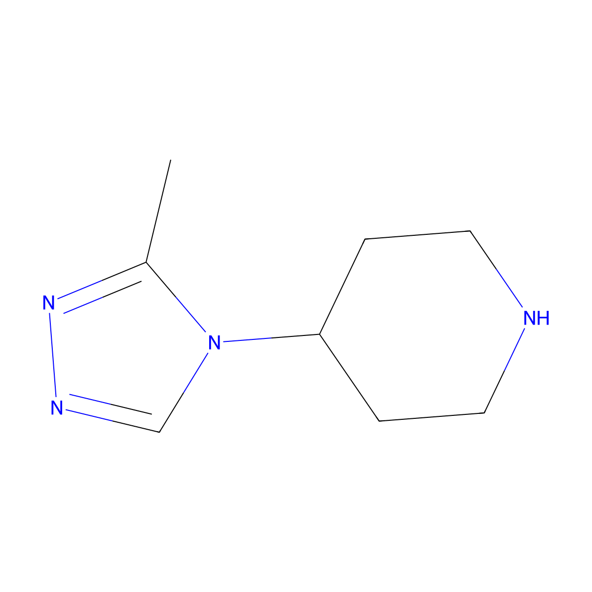 4-(3-methyl-4H-1,2,4-triazol-4-yl)piperidine molecular structure, CAS 1211590-79-2