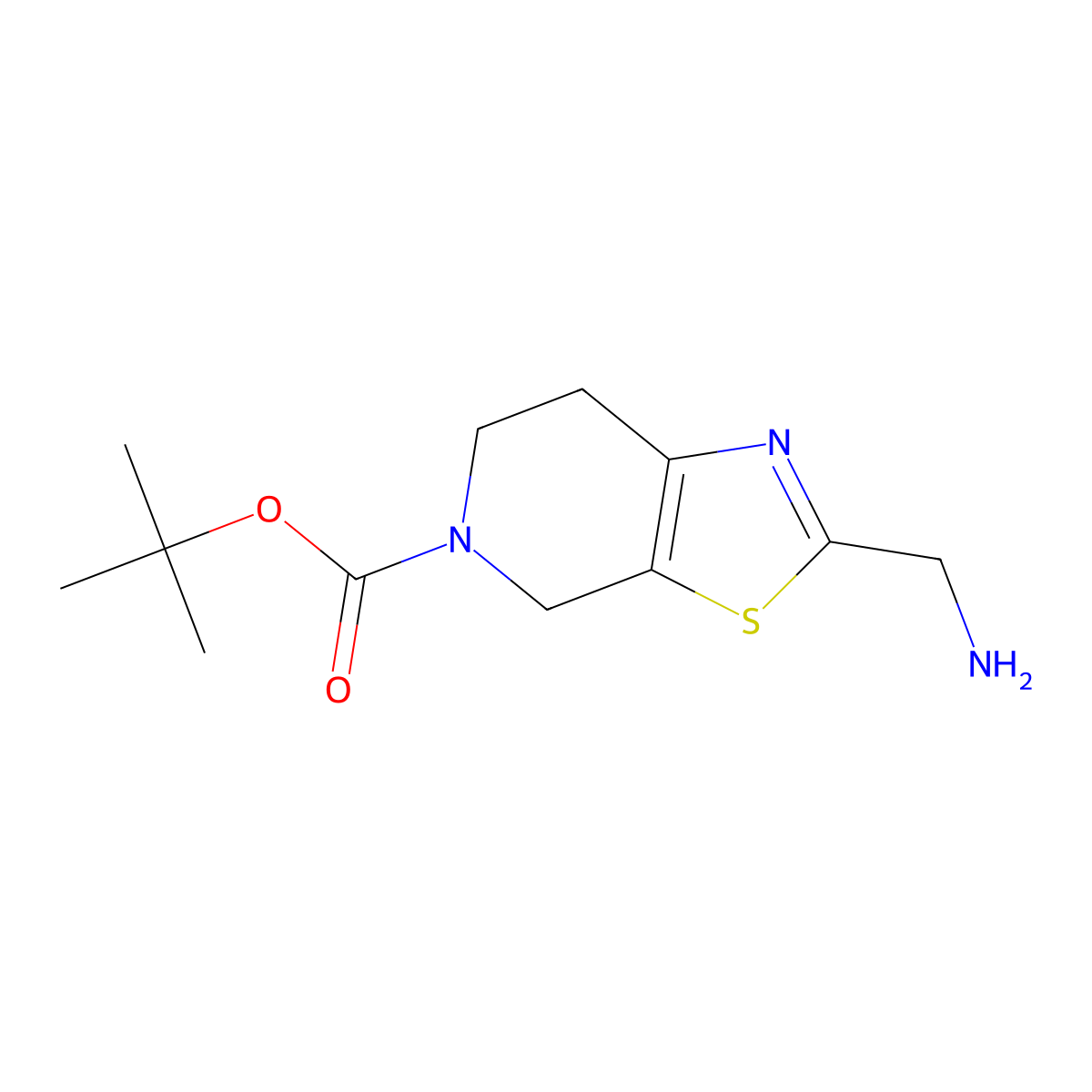 tert-butyl 2-(aminomethyl)-4H,5H,6H,7H-[1,3]thiazolo[5,4-c]pyridine-5-carboxylate molecular structure, CAS 1211590-88-3