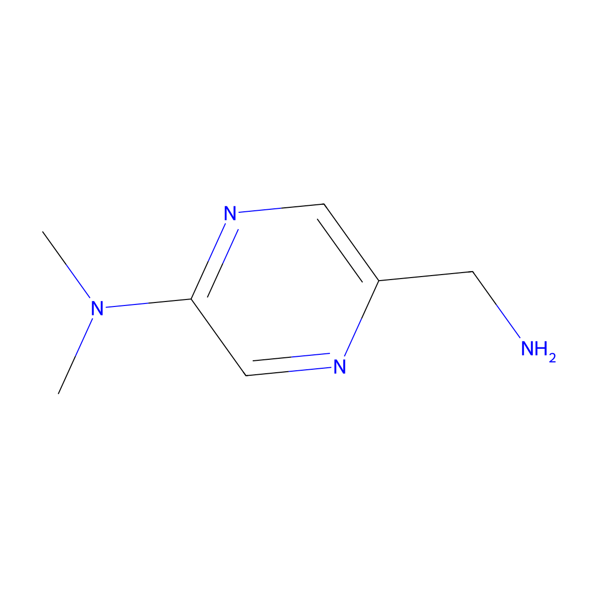 5-(aminomethyl)-N,N-dimethylpyrazin-2-amine molecular structure, CAS 1211590-90-7
