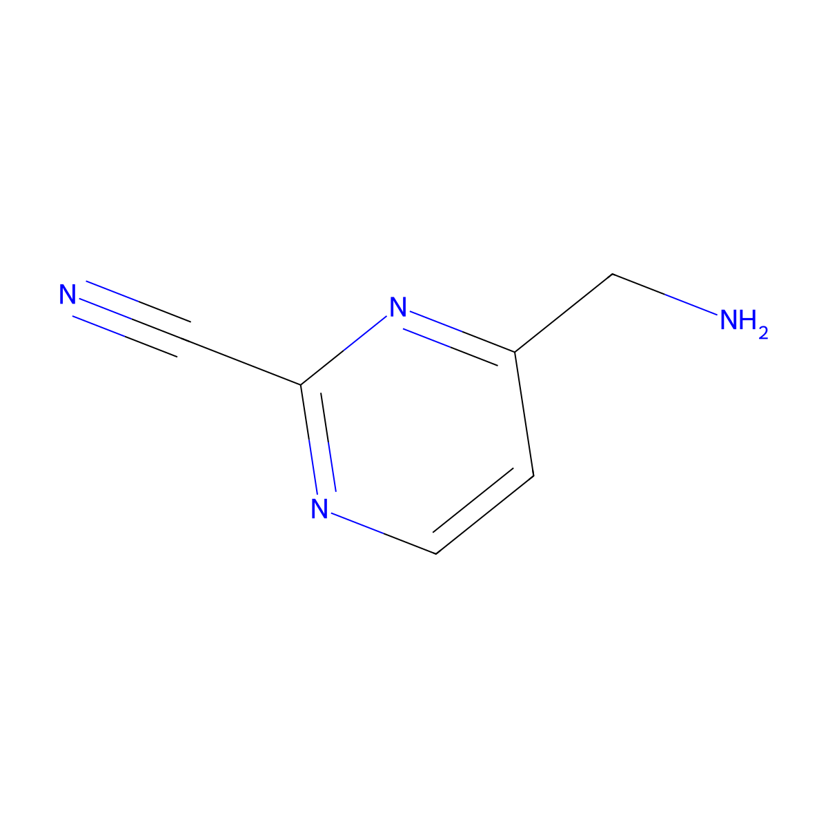 4-(Aminomethyl)pyrimidine-2-carbonitrile molecular structure, CAS 1211591-03-5