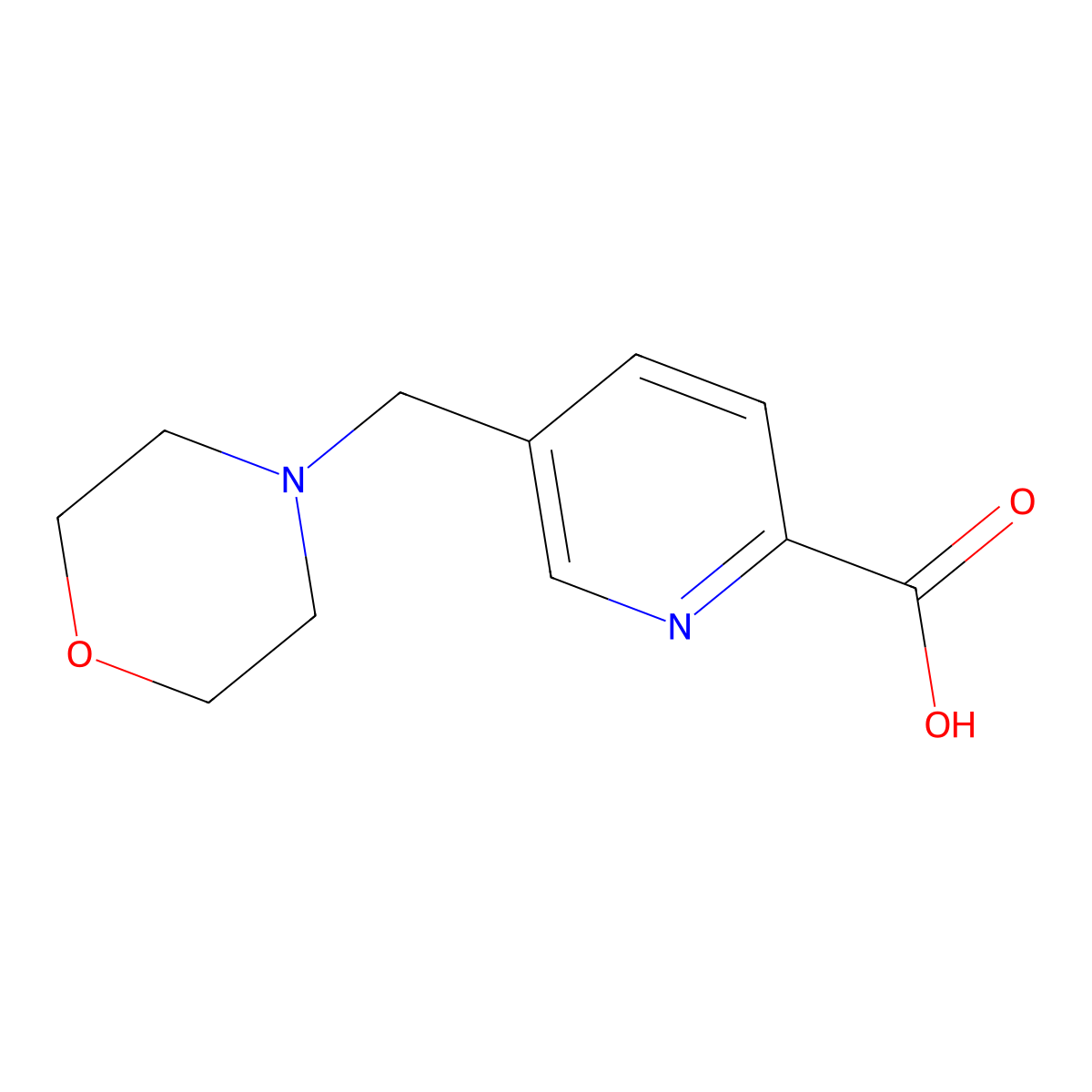 5-(Morpholin-4-ylmethyl)pyridine-2-carboxylic acid molecular structure, CAS 1211591-20-6