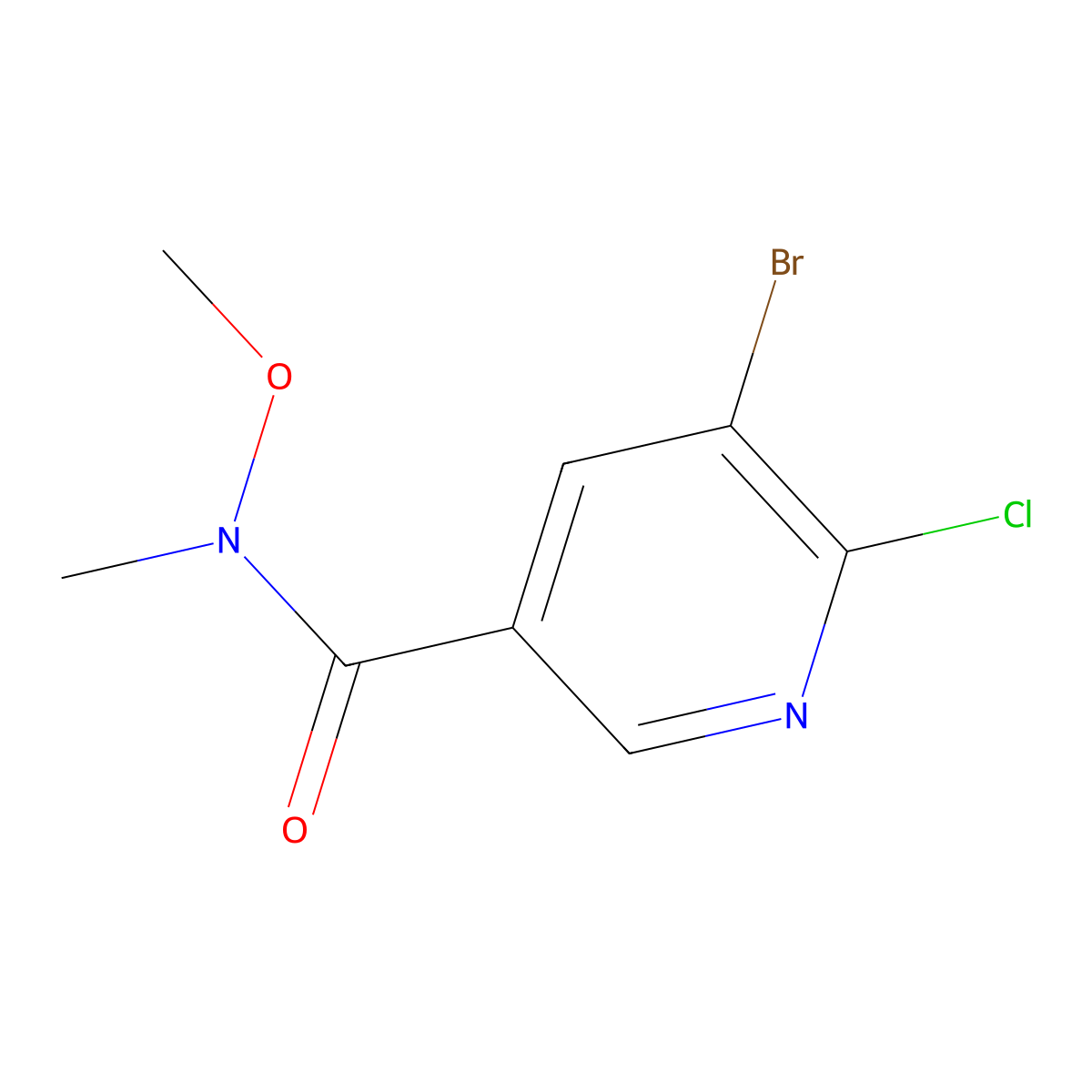 5-Bromo-6-chloro-N-methoxy-N-methylnicotinamide molecular structure, CAS 1211591-58-0