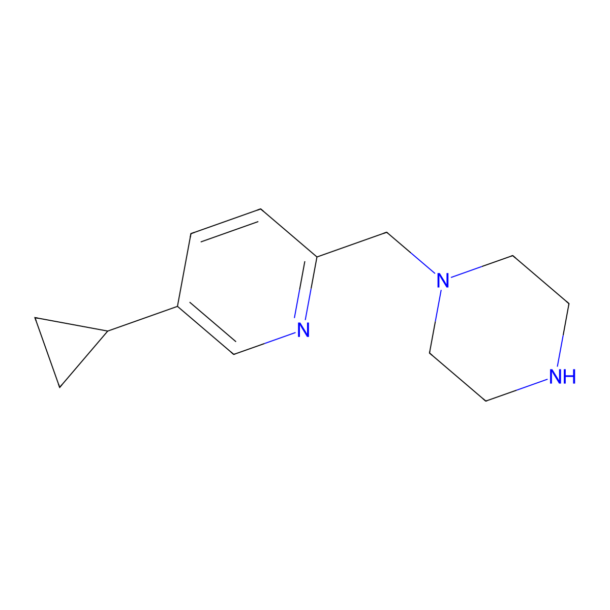 1-((5-Cyclopropylpyridin-2-yl)methyl)piperazine molecular structure, CAS 1211592-05-0