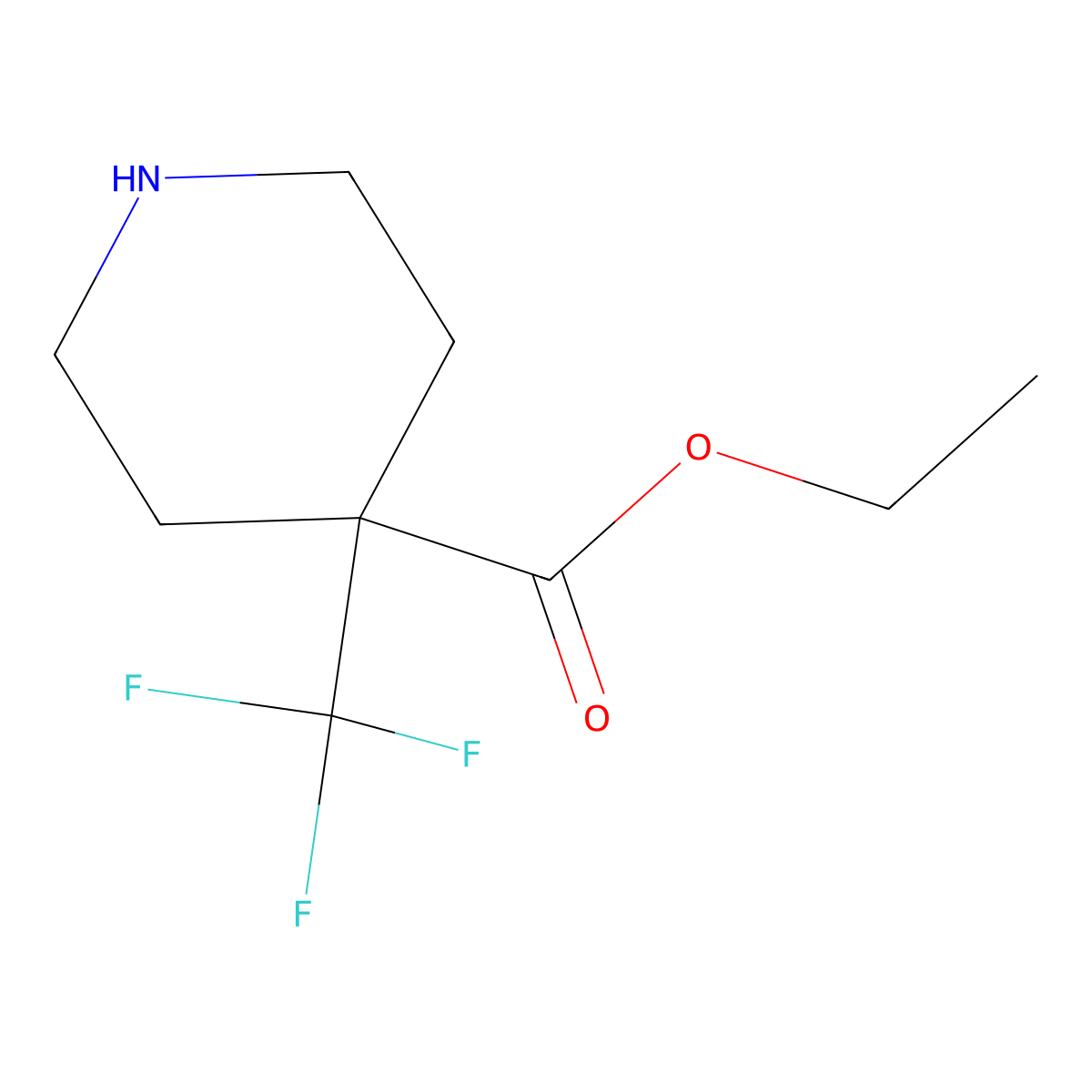 Ethyl 4-(trifluoromethyl)piperidine-4-carboxylate molecular structure, CAS 1211592-31-2