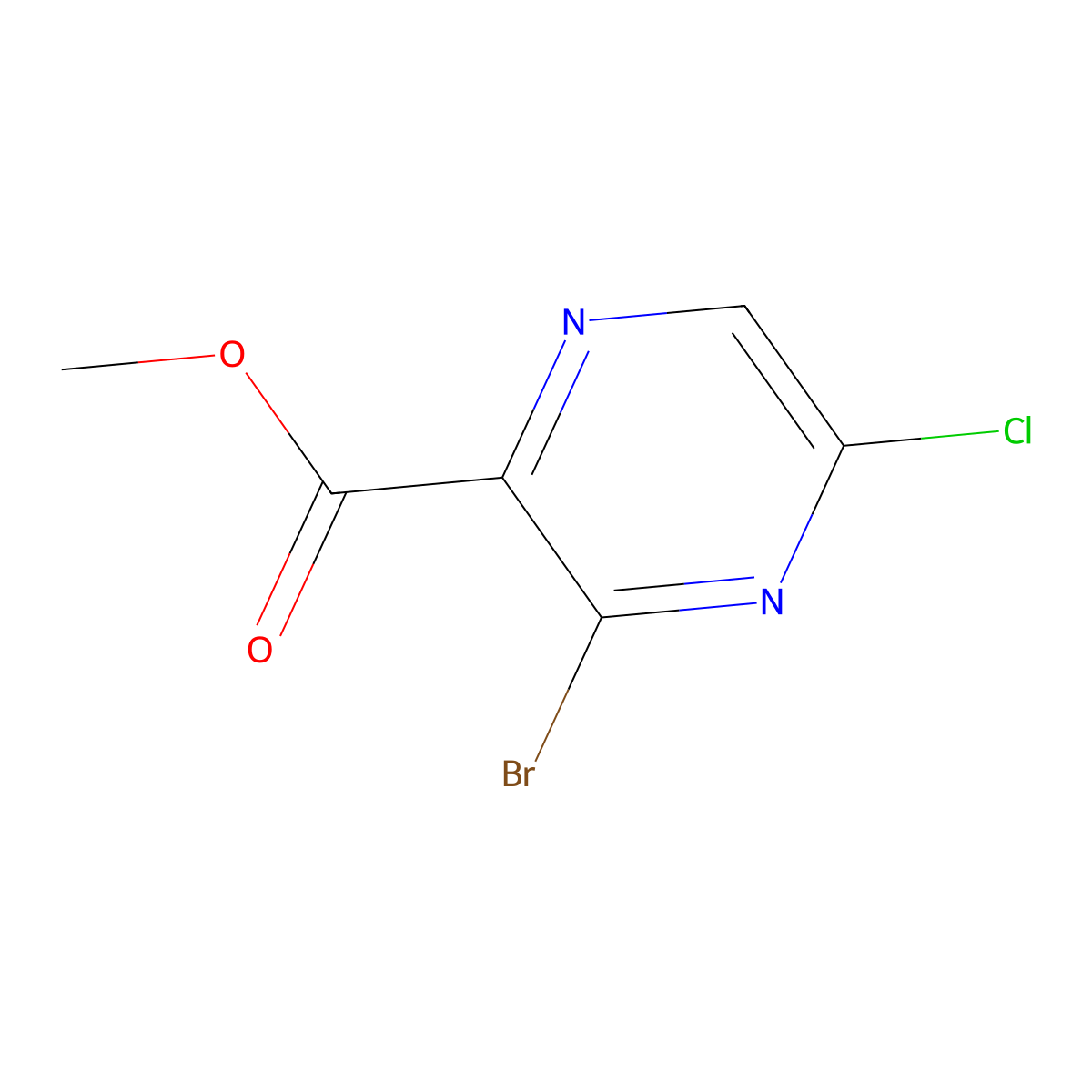 Methyl 3-bromo-5-chloro-pyrazine-2-carboxylate molecular structure, CAS 1211592-50-5