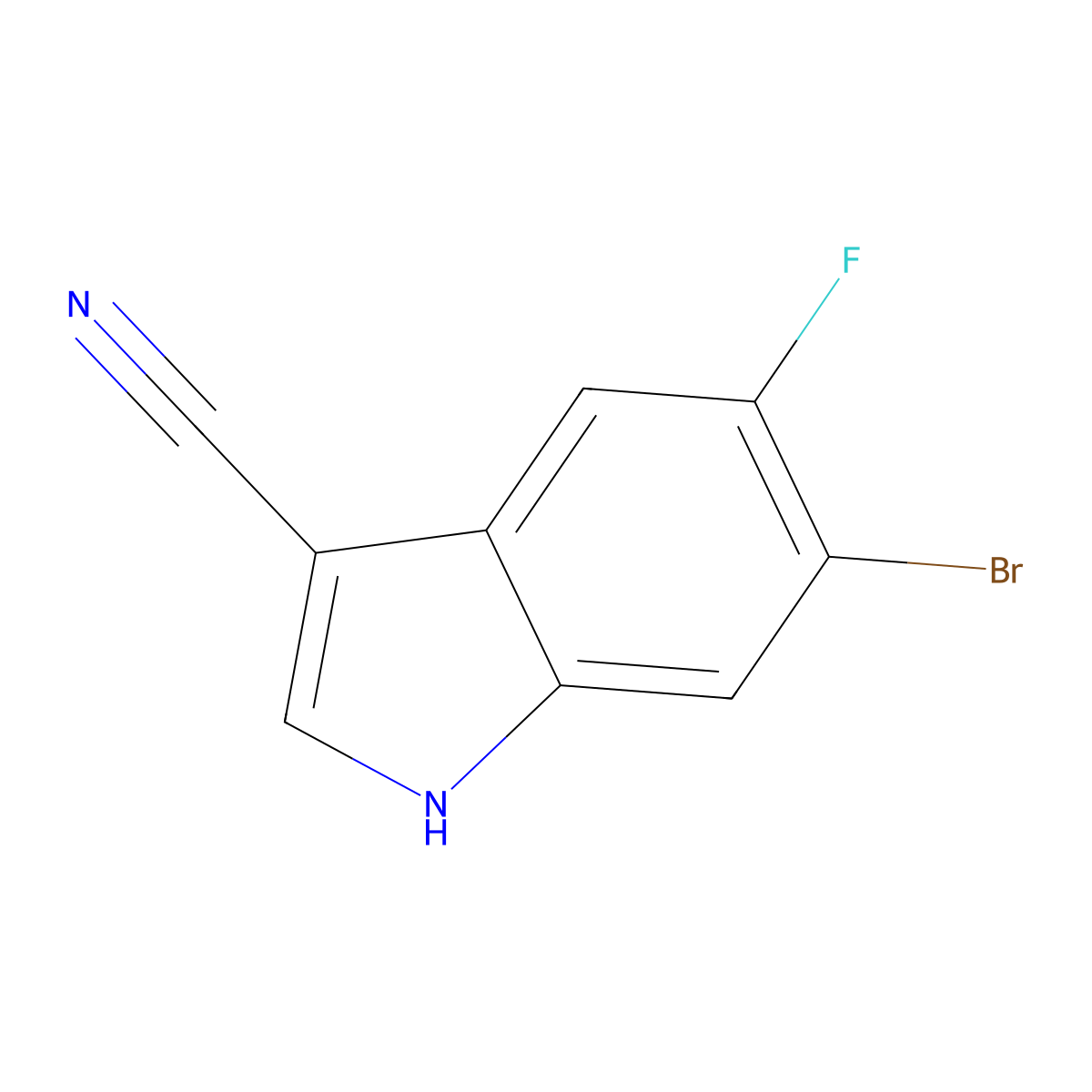 6-Bromo-5-fluoro-1H-indole-3-carbonitrile molecular structure, CAS 1211593-30-4
