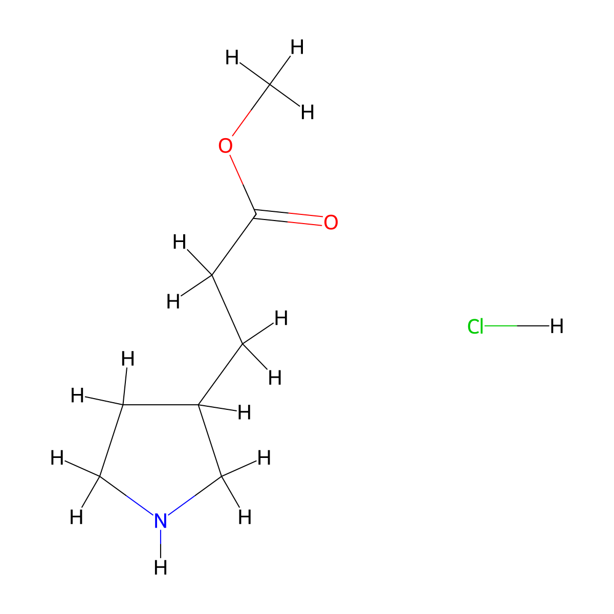 Methyl 3-(pyrrolidin-3-yl)propanoate hydrochloride molecular structure, CAS 1211593-43-9