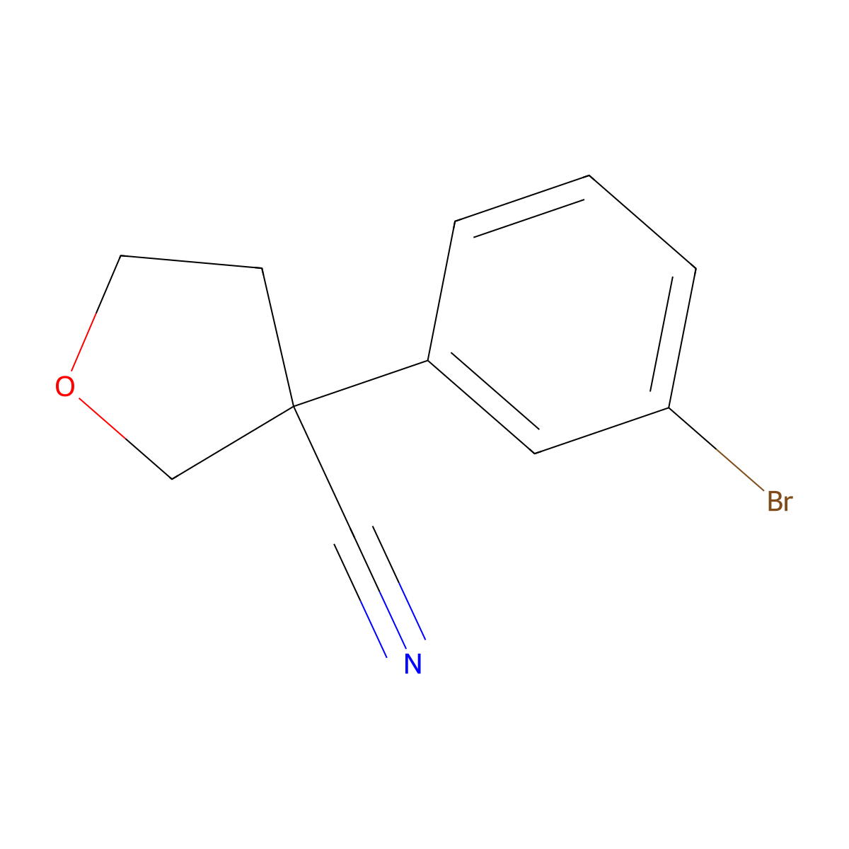 3-(3-Bromophenyl)tetrahydrofuran-3-carbonitrile molecular structure, CAS 1211593-48-4
