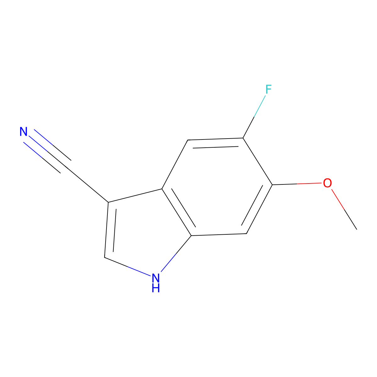 5-Fluoro-6-methoxy-1H-indole-3-carbonitrile molecular structure, CAS 1211593-82-6