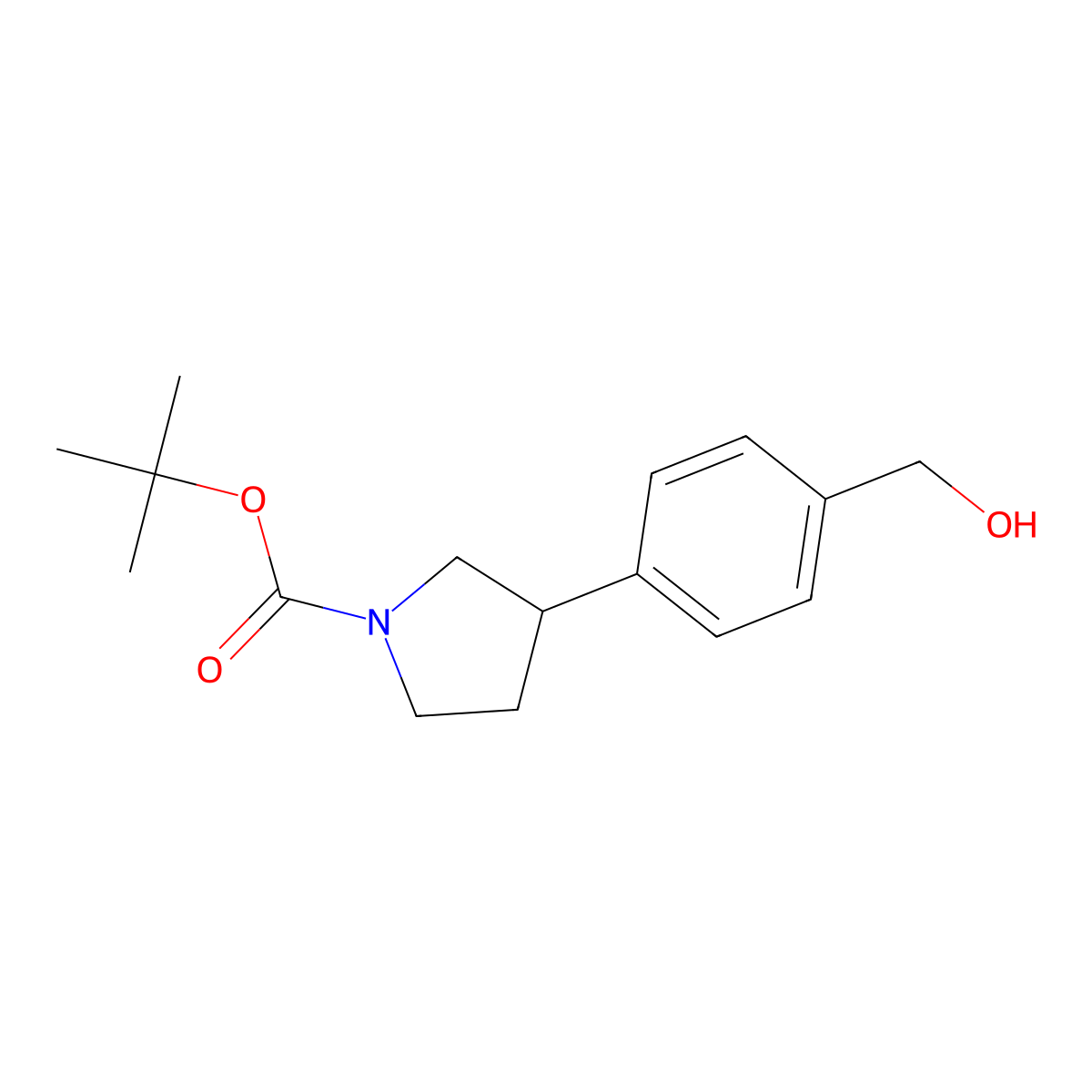 Tert-butyl 3-(4-(hydroxymethyl)phenyl)pyrrolidine-1-carboxylate molecular structure, CAS 1211594-39-6