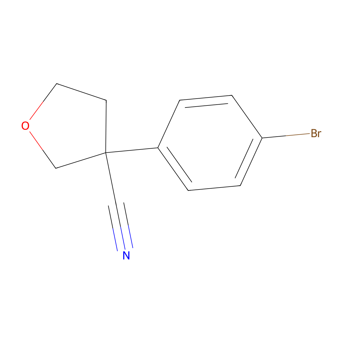 3-(4-Bromophenyl)tetrahydrofuran-3-carbonitrile molecular structure, CAS 1211594-42-1