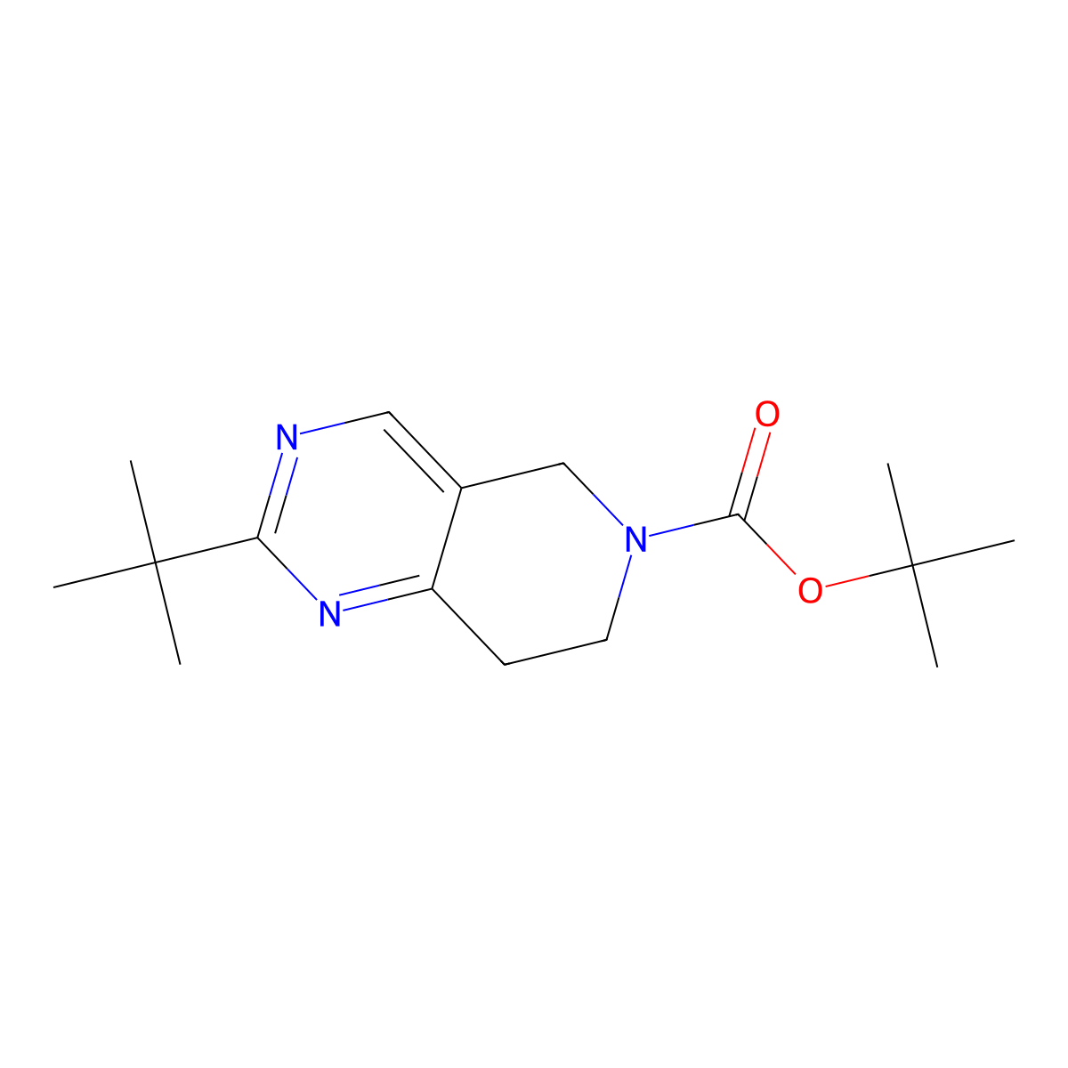 tert-Butyl 2-(tert-butyl)-7,8-dihydropyrido[4,3-d]pyrimidine-6(5H)-carboxylate molecular structure, CAS 1211594-56-7