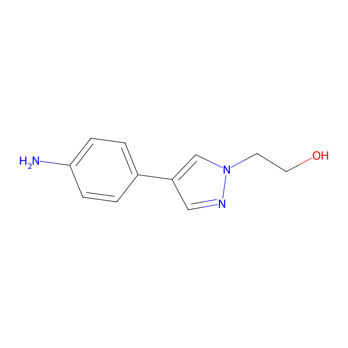 2-(4-(4-aminophenyl)-1H-pyrazol-1-yl)ethanol molecular structure, CAS 1211594-59-0