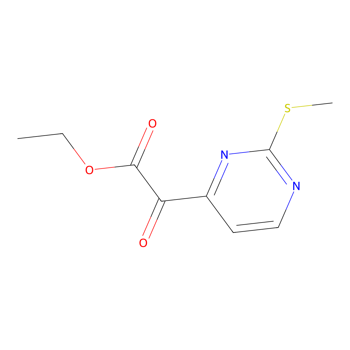 Ethyl 2-(2-(methylthio)pyrimidin-4-yl)-2-oxoacetate molecular structure, CAS 1211595-04-8