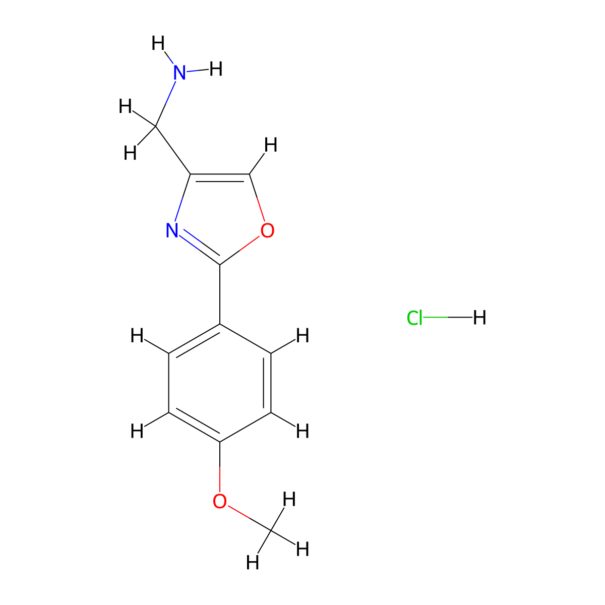 (2-(4-Methoxyphenyl)oxazol-4-YL)methanamine hydrochloride molecular structure, CAS 1211595-78-6
