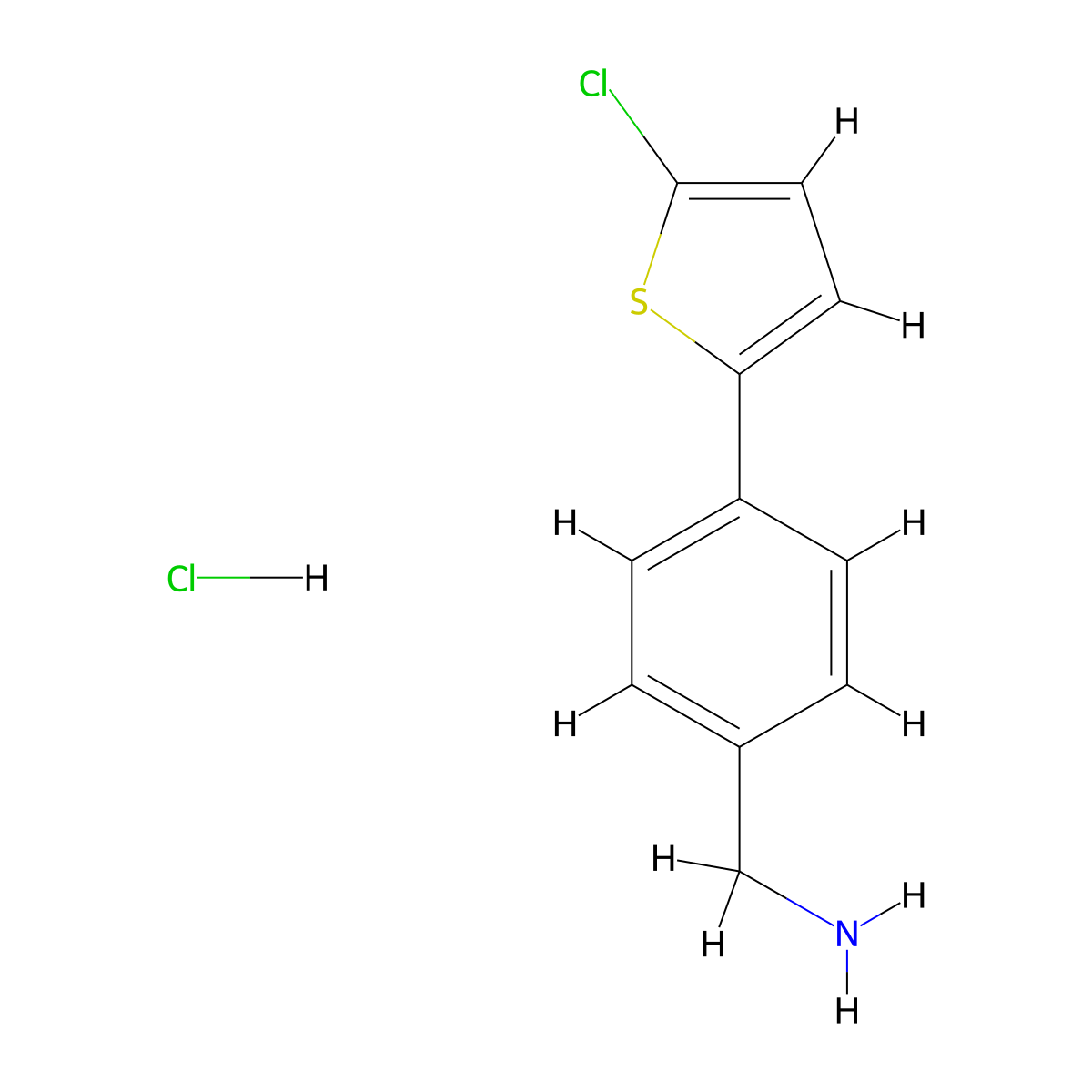 (4-(5-Chlorothiophen-2-yl)phenyl)methanamine hydrochloride molecular structure, CAS 1211595-92-4