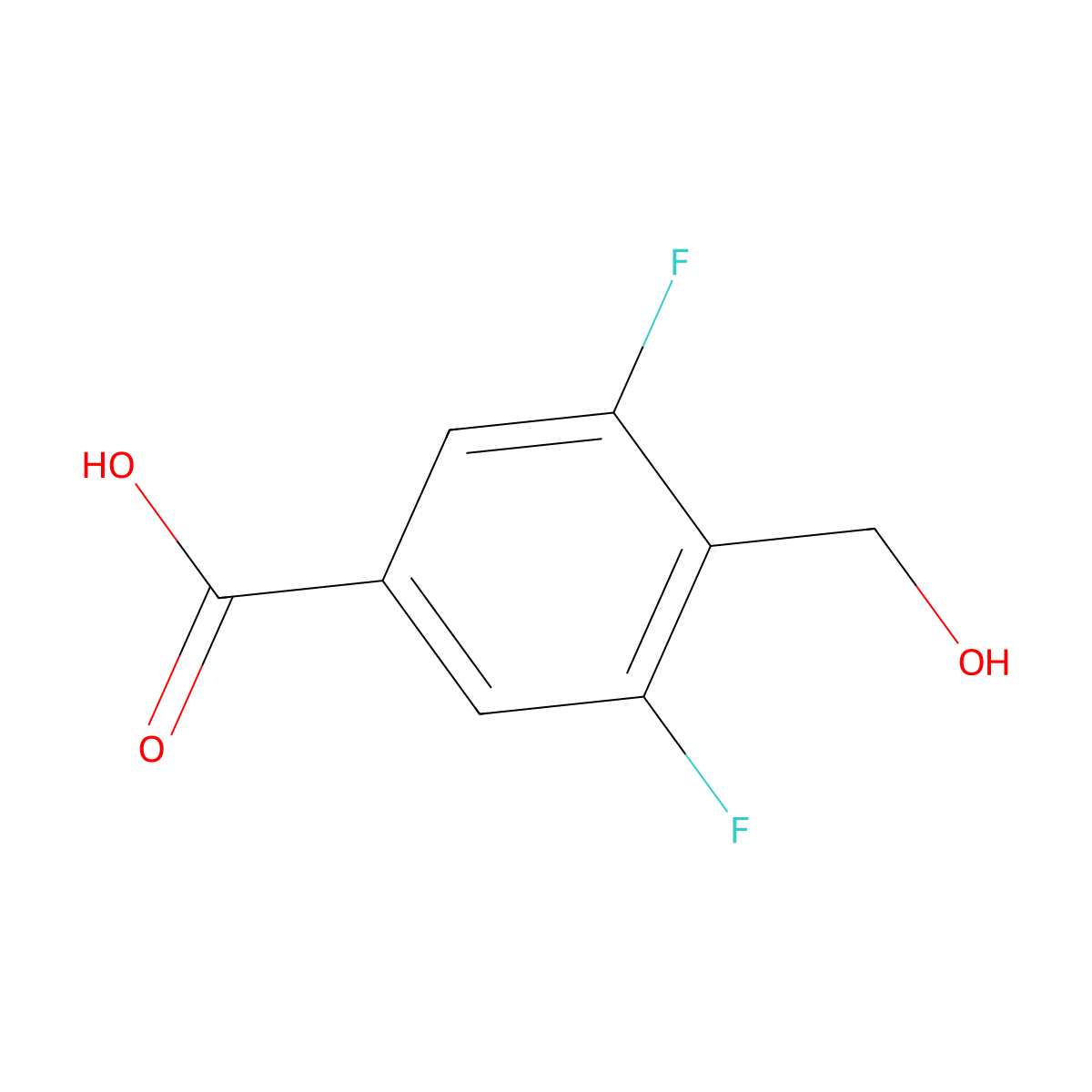 3,5-Difluoro-4-(hydroxymethyl)benzoic acid molecular structure, CAS 1211596-29-0
