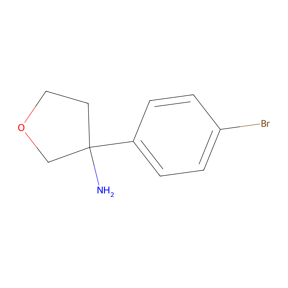 3-(4-Bromophenyl)tetrahydrofuran-3-amine molecular structure, CAS 1211596-34-7