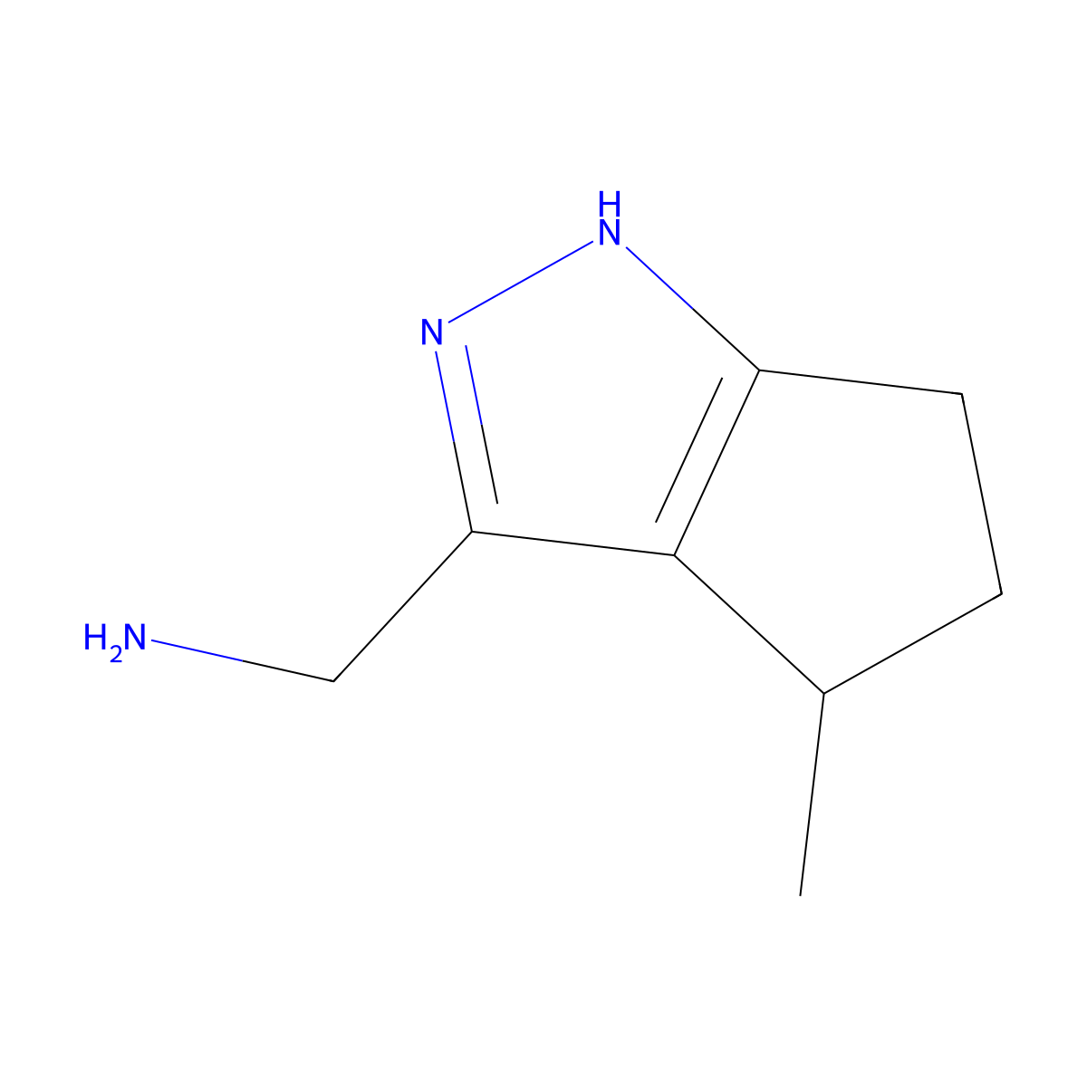 (4-Methyl-1,4,5,6-tetrahydrocyclopenta[C]pyrazol-3-YL)methanamine molecular structure, CAS 1211596-38-1
