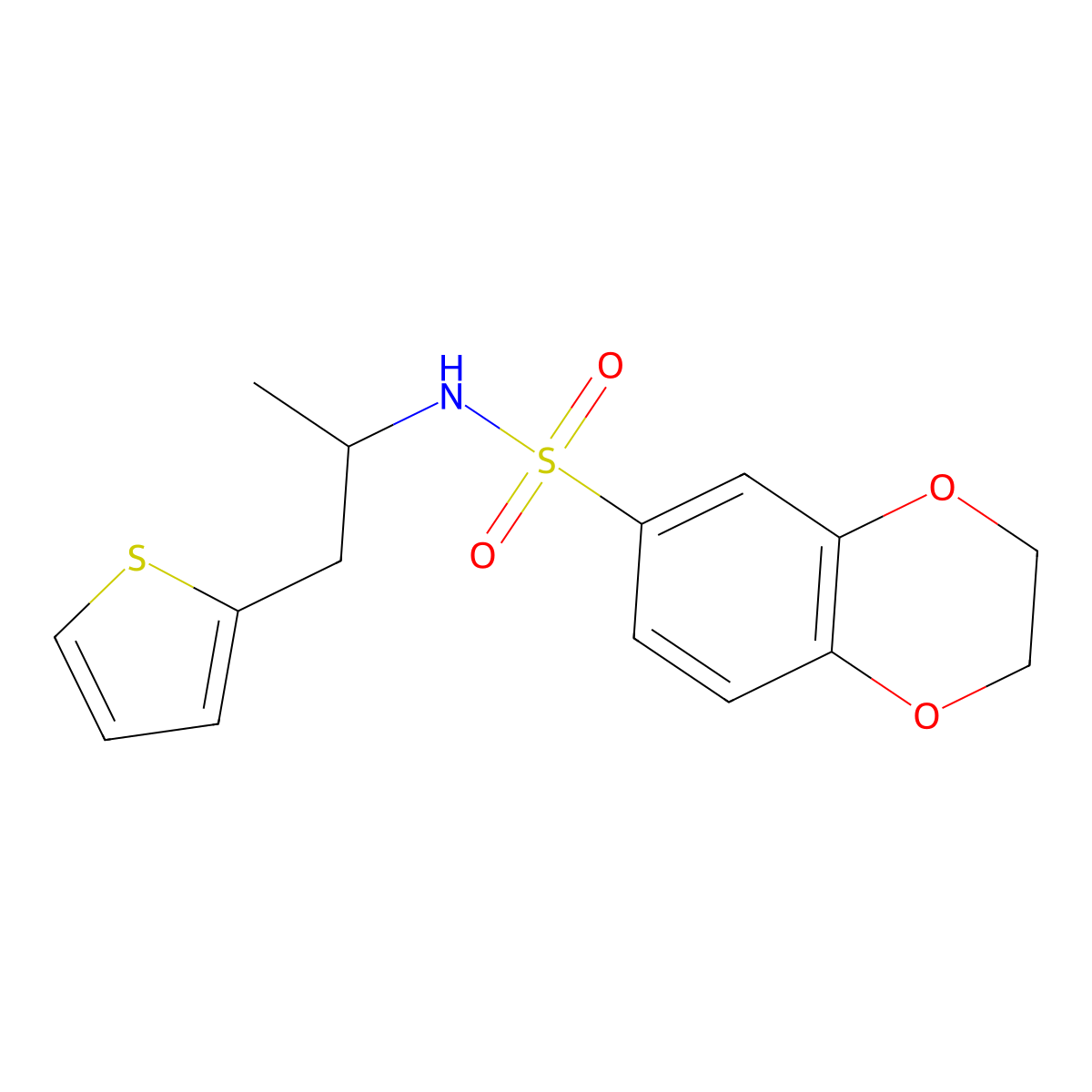 N-(1-(thiophen-2-yl)propan-2-yl)-2,3-dihydrobenzo[b][1,4]dioxine-6-sulfonamide molecular structure, CAS 1211598-03-6