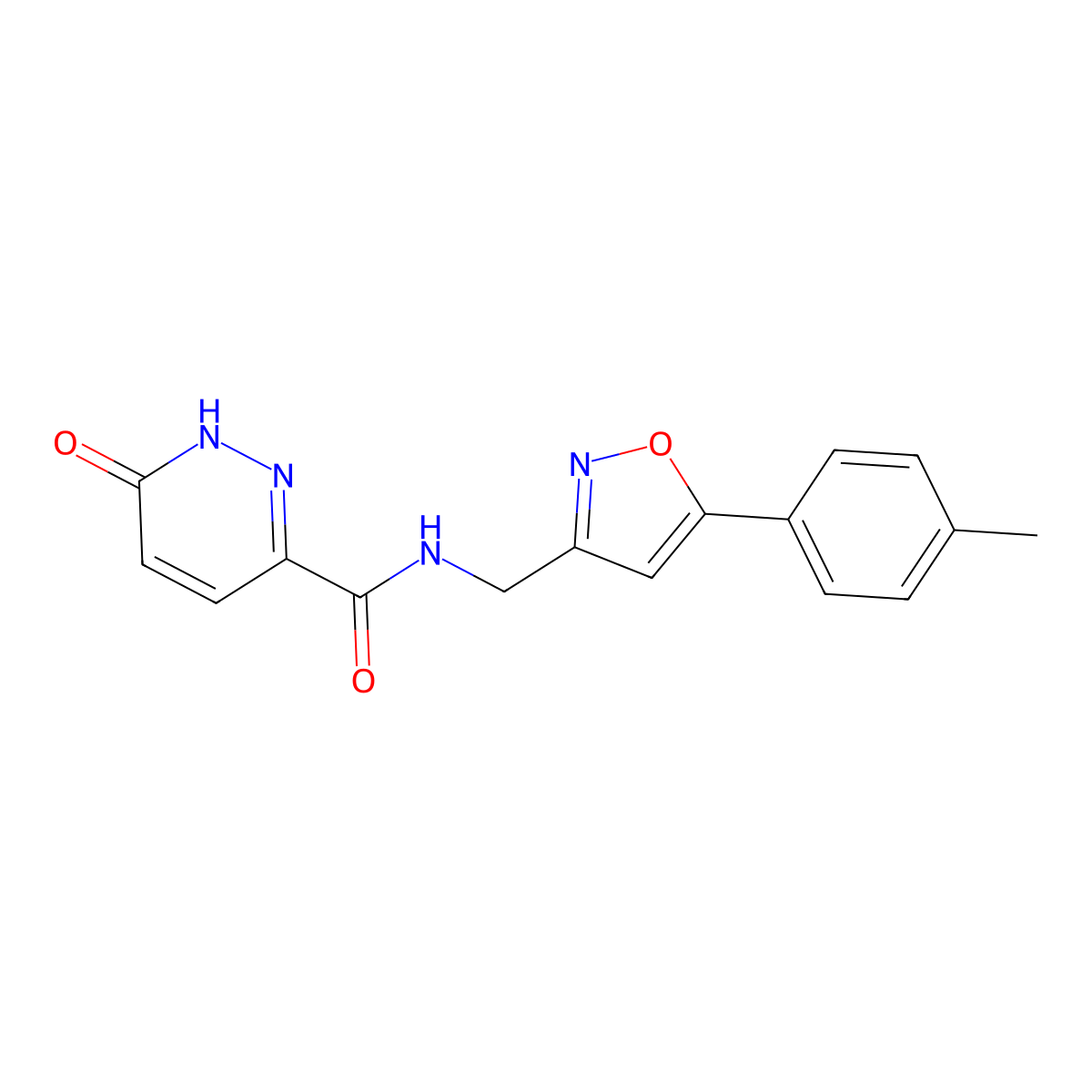 6-oxo-N-((5-(p-tolyl)isoxazol-3-yl)methyl)-1,6-dihydropyridazine-3-carboxamide molecular structure, CAS 1211599-08-4