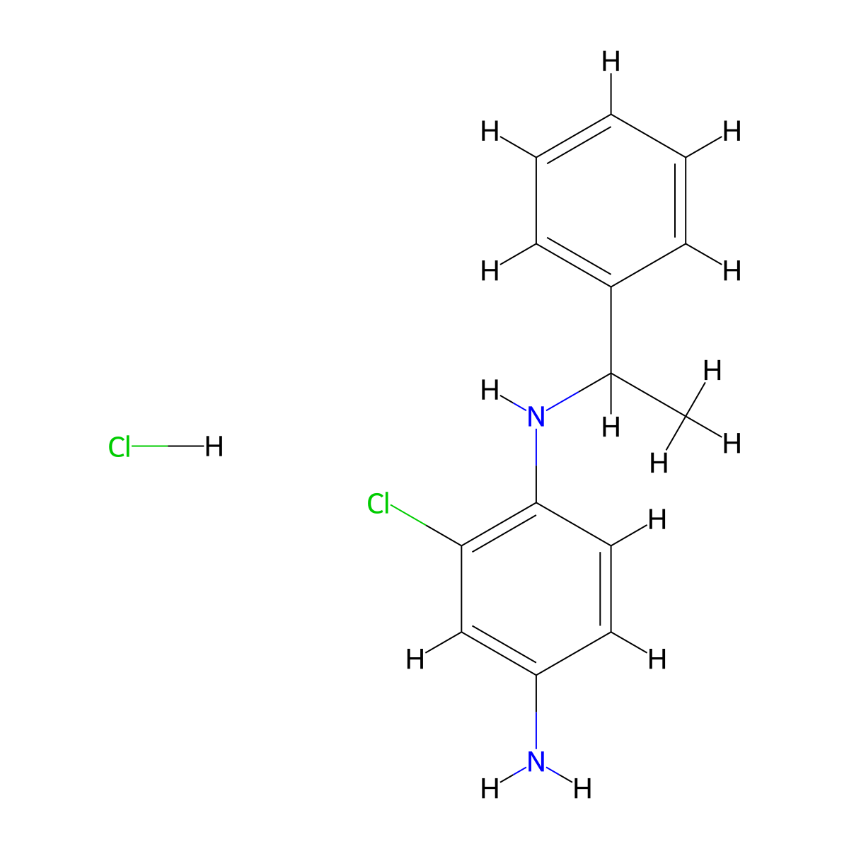 2-chloro-1-N-(1-phenylethyl)benzene-1,4-diamine hydrochloride molecular structure, CAS 1211600-66-6