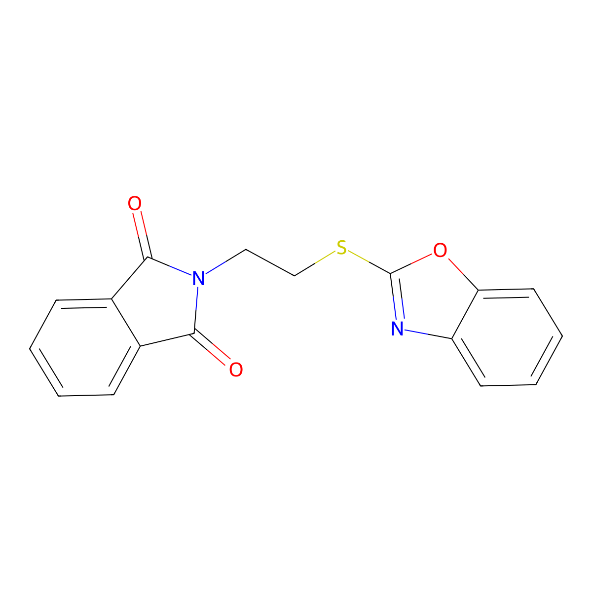 1H-Isoindole-1,3(2H)-dione, 2-[2-(2-benzoxazolylthio)ethyl]- molecular structure, CAS 121161-67-9