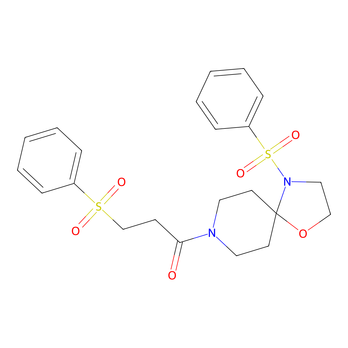3-(Benzenesulfonyl)-1-[4-(benzenesulfonyl)-1-oxa-4,8-diazaspiro[4.5]decan-8-yl]propan-1-one molecular structure, CAS 1211617-94-5