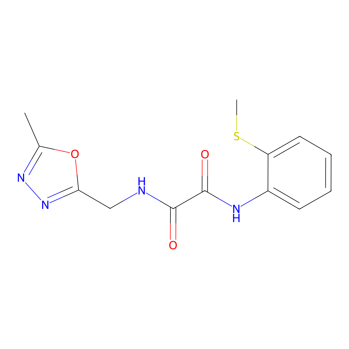 N1-((5-methyl-1,3,4-oxadiazol-2-yl)methyl)-N2-(2-(methylthio)phenyl)oxalamide molecular structure, CAS 1211620-71-1