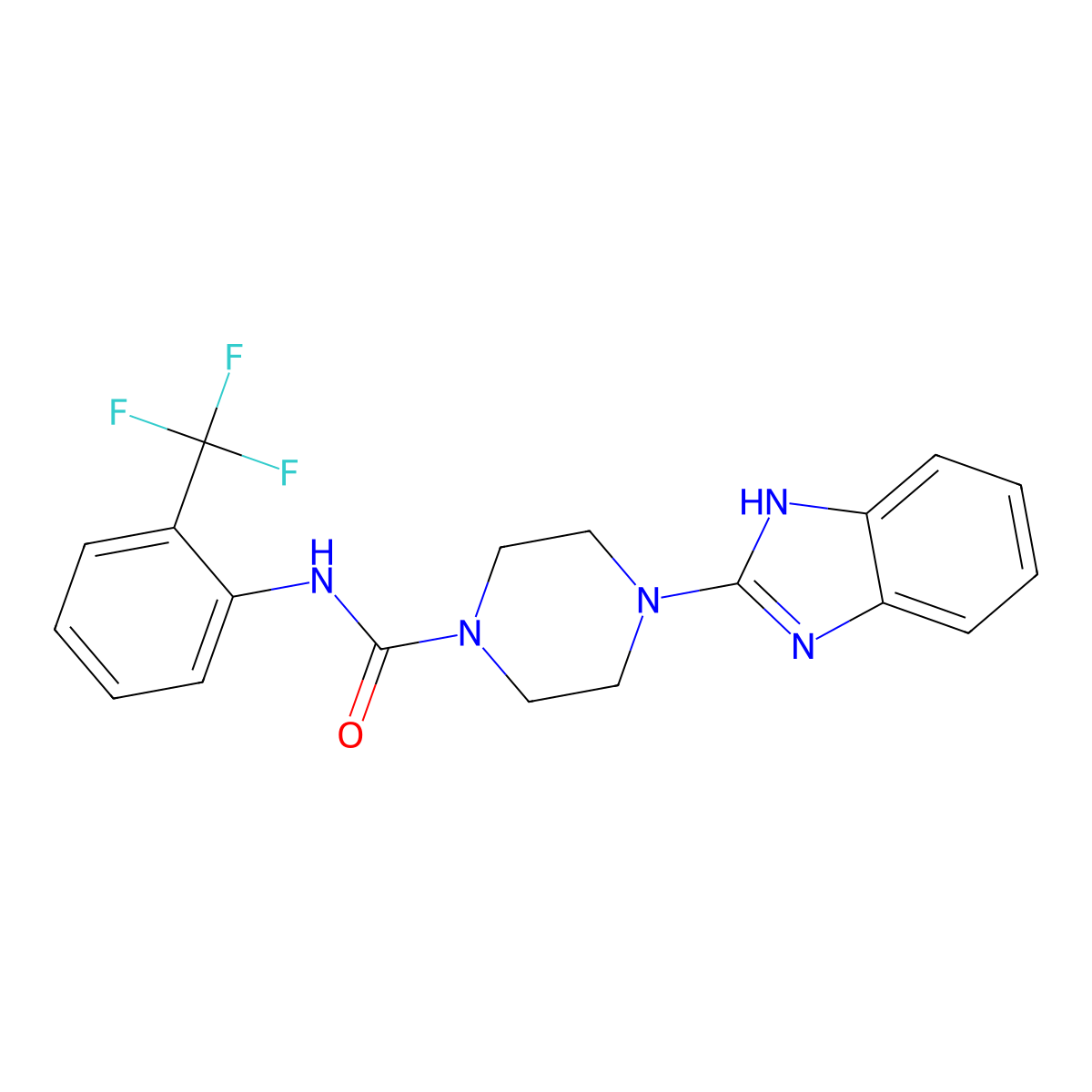4-(1H-benzo[d]imidazol-2-yl)-N-(2-(trifluoromethyl)phenyl)piperazine-1-carboxamide molecular structure, CAS 1211622-91-1