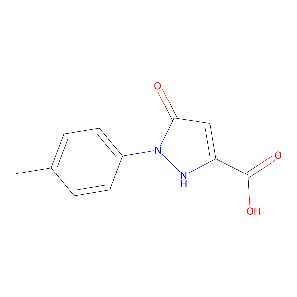1-(4-methylphenyl)-5-oxo-2,5-dihydro-1H-pyrazole-3-carboxylic acid molecular structure, CAS 1211627-27-8
