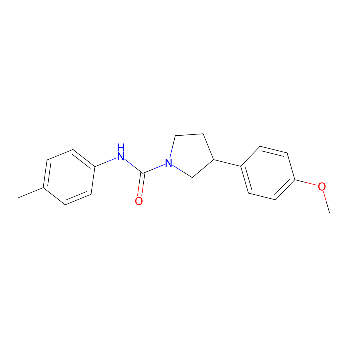 3-(4-methoxyphenyl)-N-(p-tolyl)pyrrolidine-1-carboxamide molecular structure, CAS 1211627-82-5