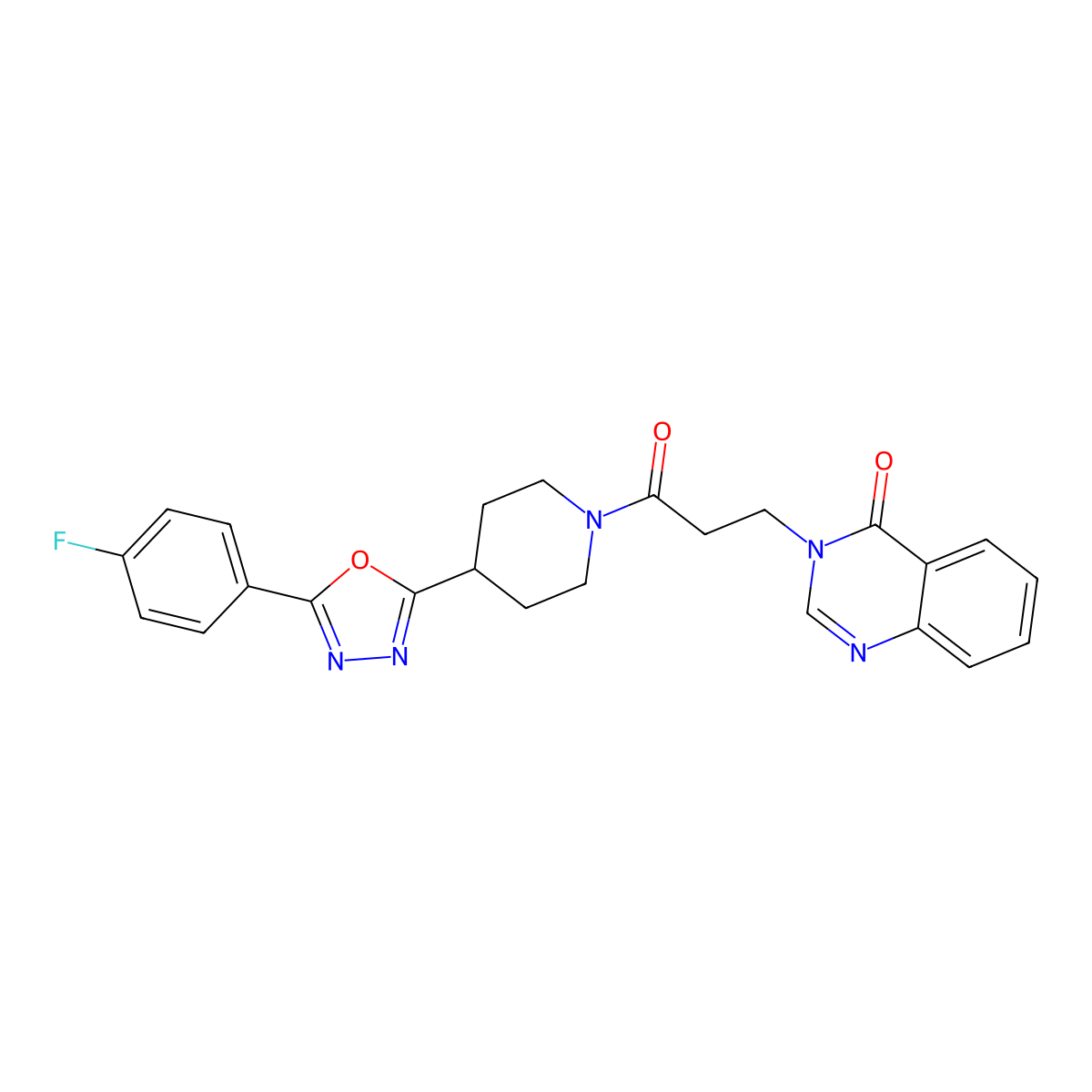 3-(3-(4-(5-(4-fluorophenyl)-1,3,4-oxadiazol-2-yl)piperidin-1-yl)-3-oxopropyl)quinazolin-4(3H)-one molecular structure, CAS 1211628-68-0