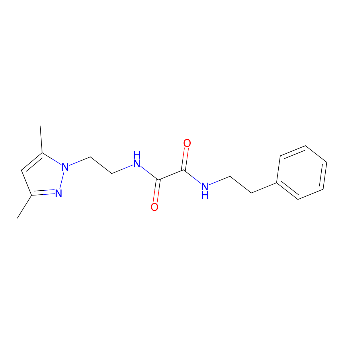 N1-(2-(3,5-dimethyl-1H-pyrazol-1-yl)ethyl)-N2-phenethyloxalamide molecular structure, CAS 1211628-97-5