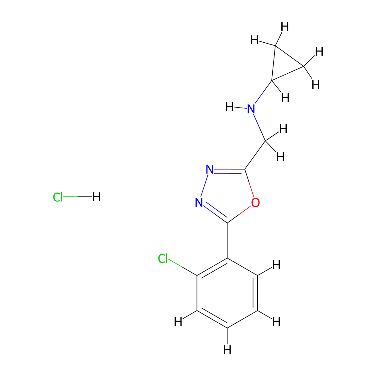 N-{[5-(2-chlorophenyl)-1,3,4-oxadiazol-2-yl]methyl}cyclopropanamine hydrochloride molecular structure, CAS 1211631-01-4