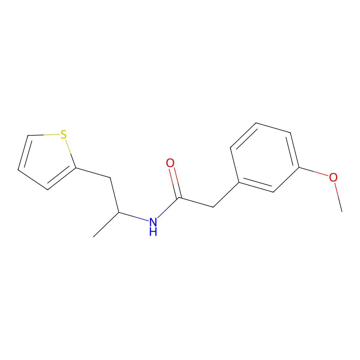 2-(3-methoxyphenyl)-N-(1-(thiophen-2-yl)propan-2-yl)acetamide molecular structure, CAS 1211631-61-6
