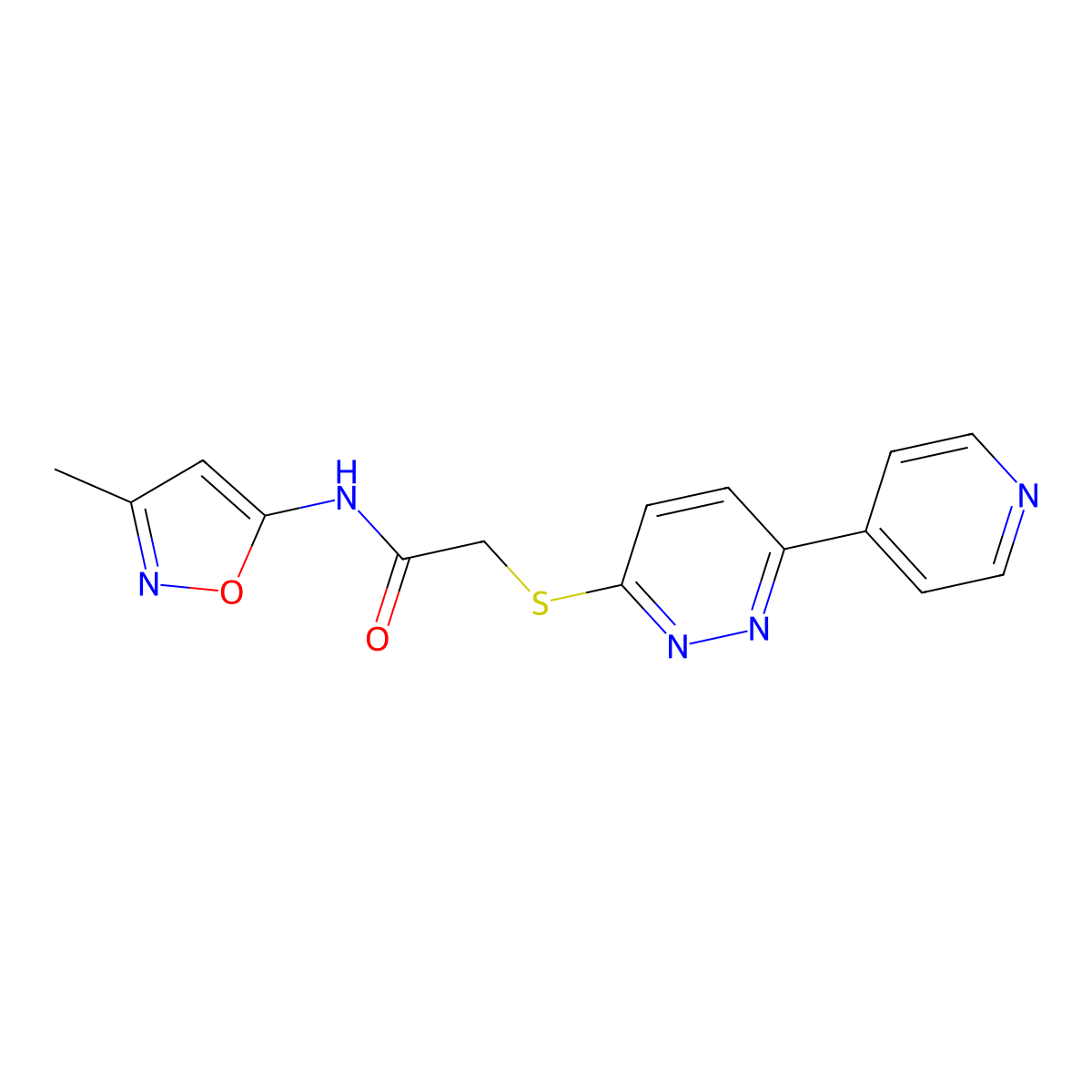 N-(3-methylisoxazol-5-yl)-2-((6-(pyridin-4-yl)pyridazin-3-yl)thio)acetamide molecular structure, CAS 1211632-48-2