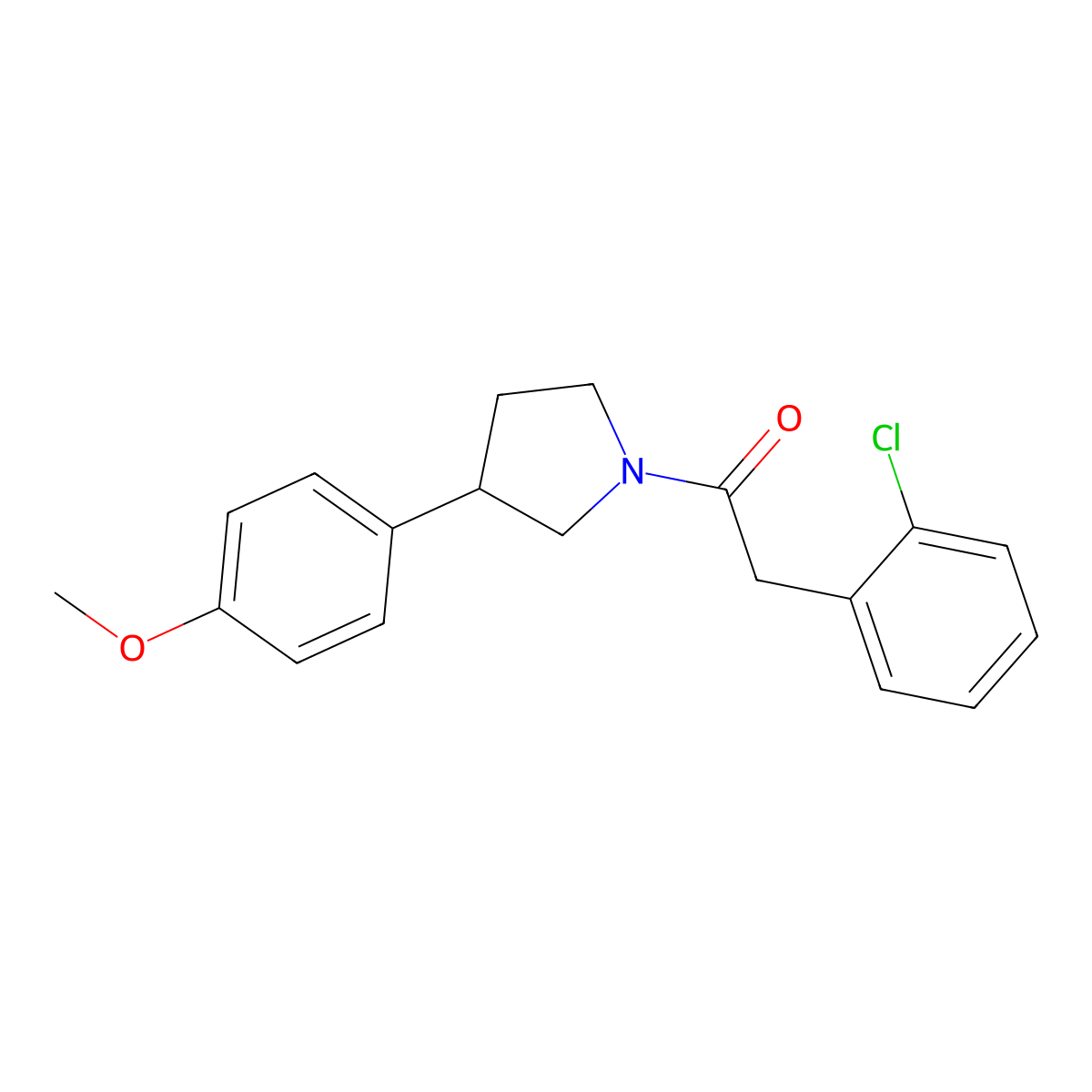 2-(2-Chlorophenyl)-1-(3-(4-methoxyphenyl)pyrrolidin-1-yl)ethanone molecular structure, CAS 1211636-17-7