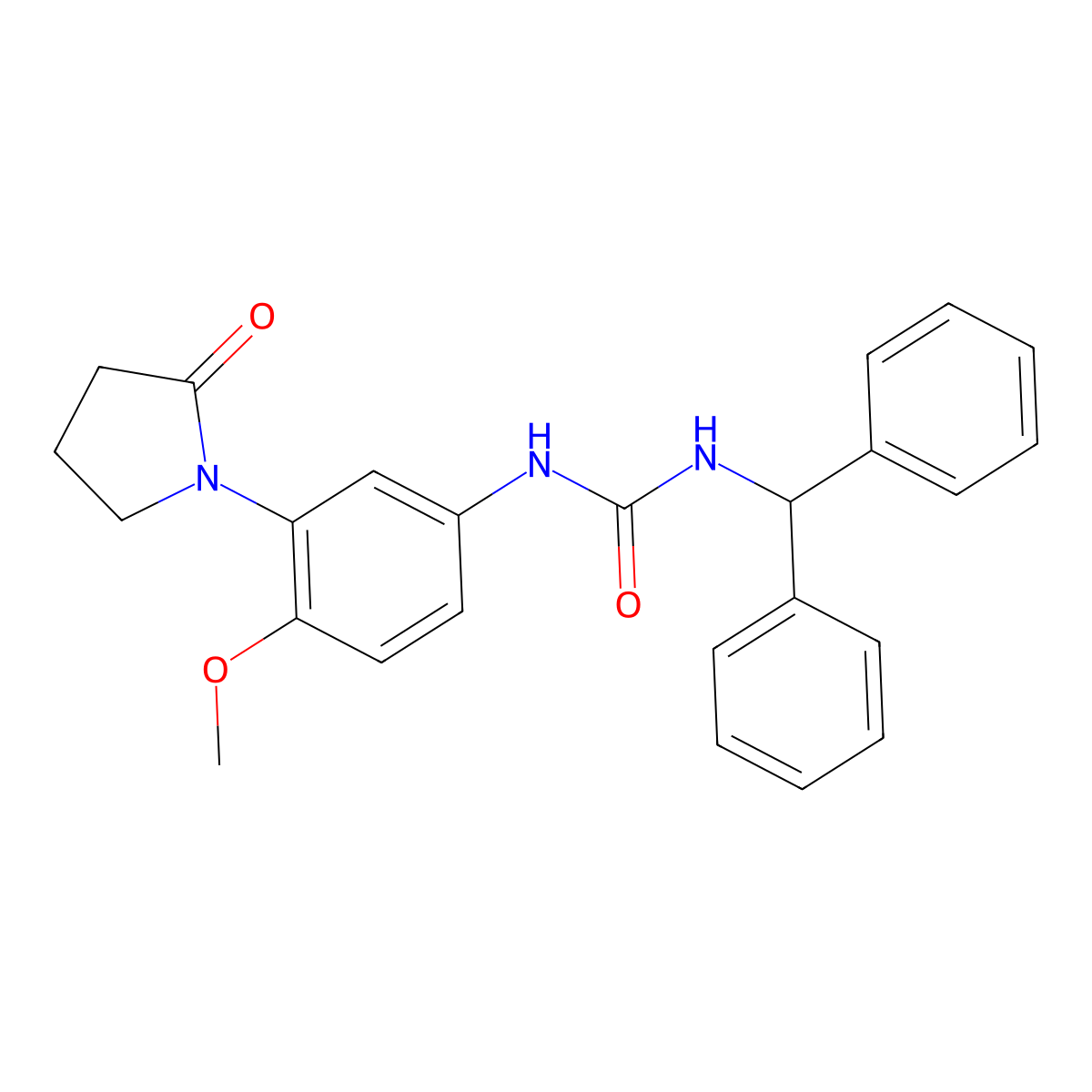 1-Benzhydryl-3-(4-methoxy-3-(2-oxopyrrolidin-1-yl)phenyl)urea molecular structure, CAS 1211638-12-8