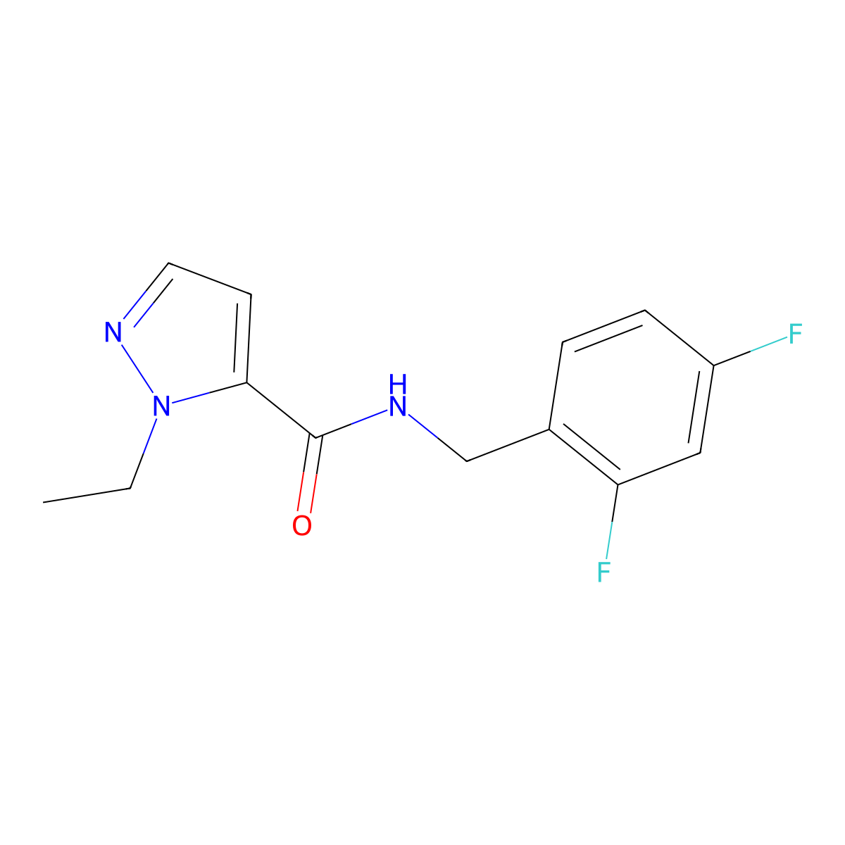 N-(2,4-difluorobenzyl)-1-ethyl-1H-pyrazole-5-carboxamide molecular structure, CAS 1211644-43-7