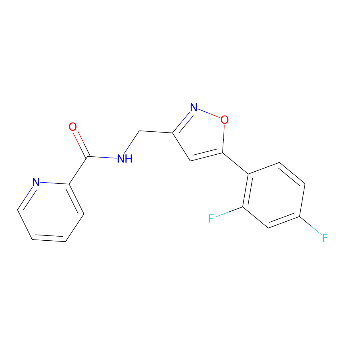 N-((5-(2,4-difluorophenyl)isoxazol-3-yl)methyl)picolinamide molecular structure, CAS 1211648-44-0