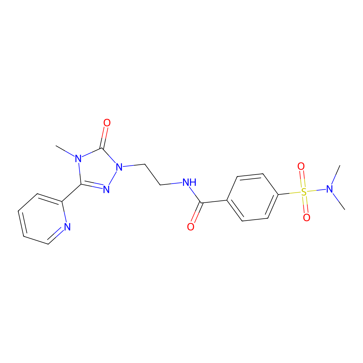 4-(dimethylsulfamoyl)-N-{2-[4-methyl-5-oxo-3-(pyridin-2-yl)-4,5-dihydro-1H-1,2,4-triazol-1-yl]ethyl}benzamide molecular structure, CAS 1211651-28-3