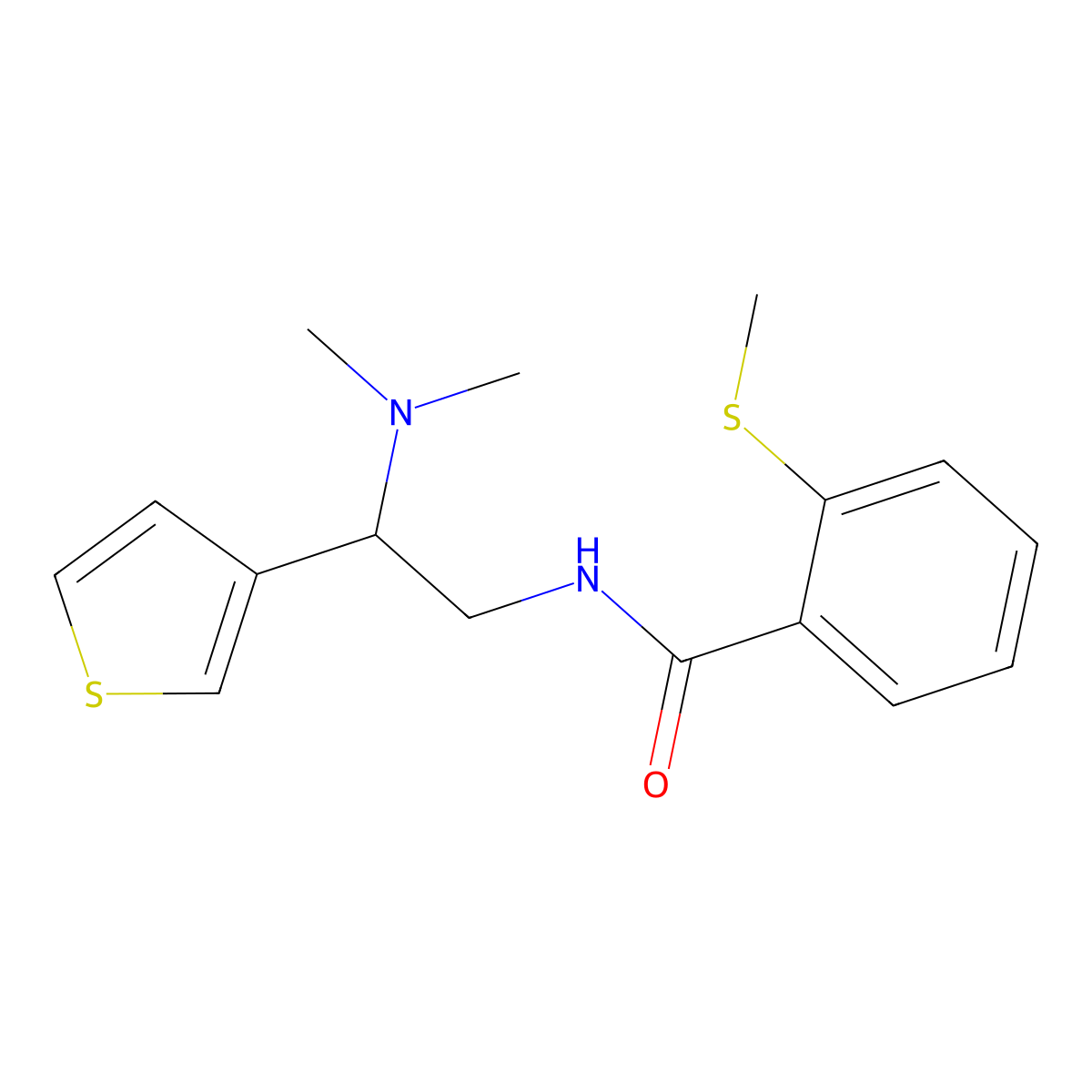 N-(2-(dimethylamino)-2-(thiophen-3-yl)ethyl)-2-(methylthio)benzamide molecular structure, CAS 1211656-64-2