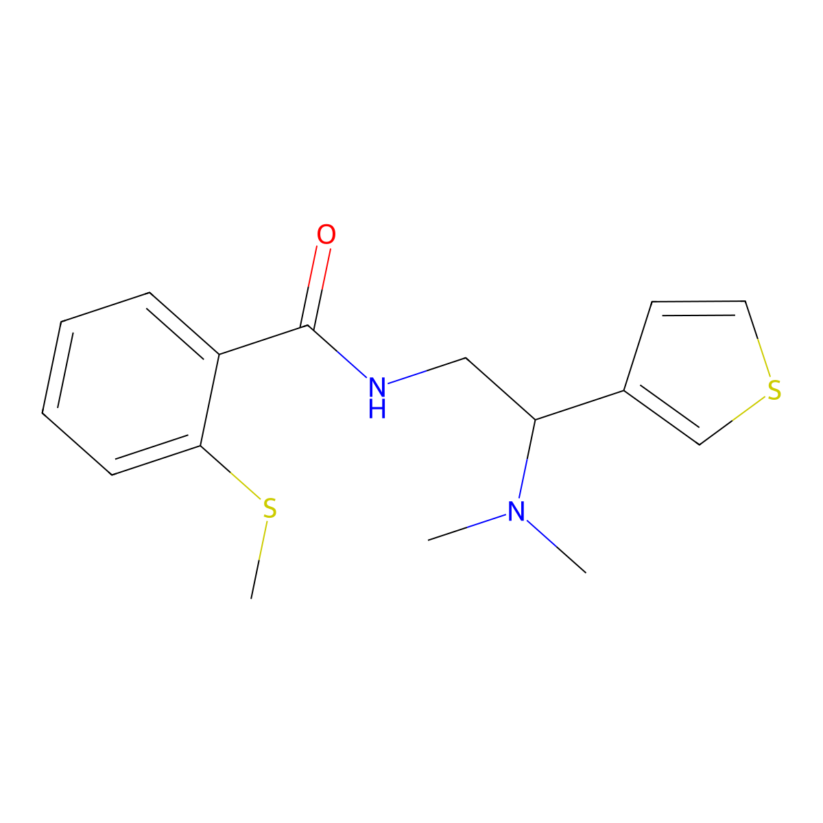 N-(2-(dimethylamino)-2-(thiophen-3-yl)ethyl)-2-(methylthio)benzamide molecular structure, CAS 1211656-64-2