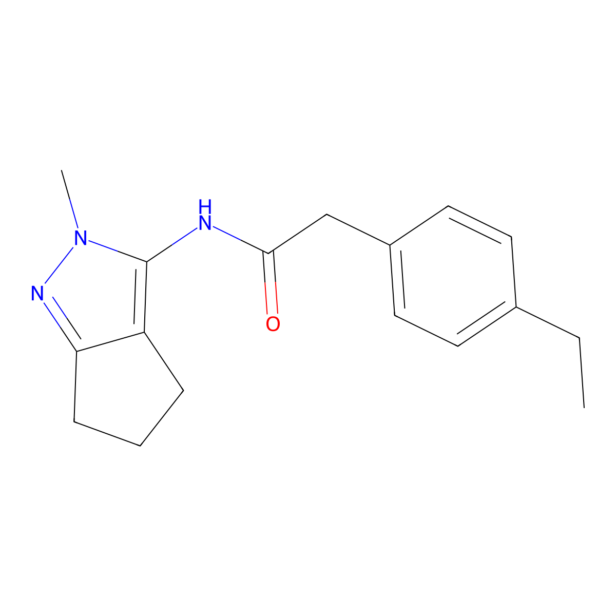 2-(4-ethylphenyl)-N-{2-methyl-2H,4H,5H,6H-cyclopenta[c]pyrazol-3-yl}acetamide molecular structure, CAS 1211657-37-2