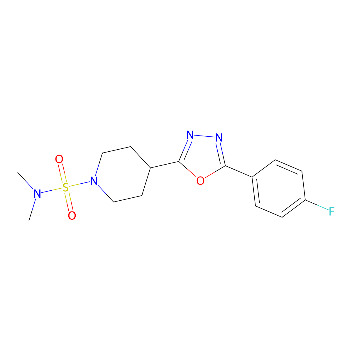 4-[5-(4-fluorophenyl)-1,3,4-oxadiazol-2-yl]-N,N-dimethylpiperidine-1-sulfonamide molecular structure, CAS 1211658-89-7