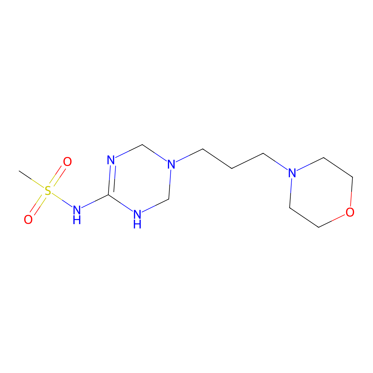 N-(5-(3-morpholinopropyl)-1,4,5,6-tetrahydro-1,3,5-triazin-2-yl)methanesulfonamide molecular structure, CAS 1211660-28-4