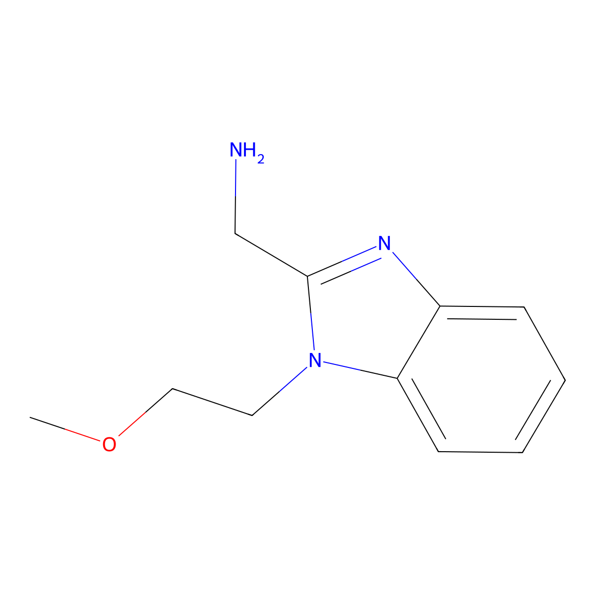 (1-(2-methoxyethyl)-1H-benzo[d]imidazol-2-yl)methanamine molecular structure, CAS 1211663-55-6