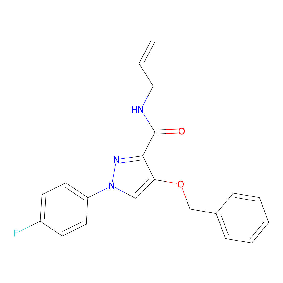 N-allyl-4-(benzyloxy)-1-(4-fluorophenyl)-1H-pyrazole-3-carboxamide molecular structure, CAS 1211666-91-9