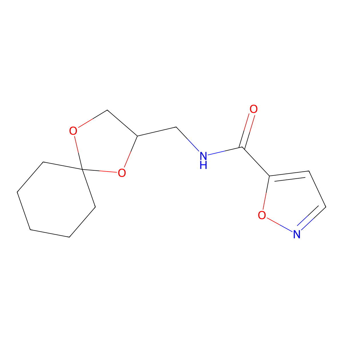 N-(1,4-dioxaspiro[4.5]decan-2-ylmethyl)isoxazole-5-carboxamide molecular structure, CAS 1211667-24-1